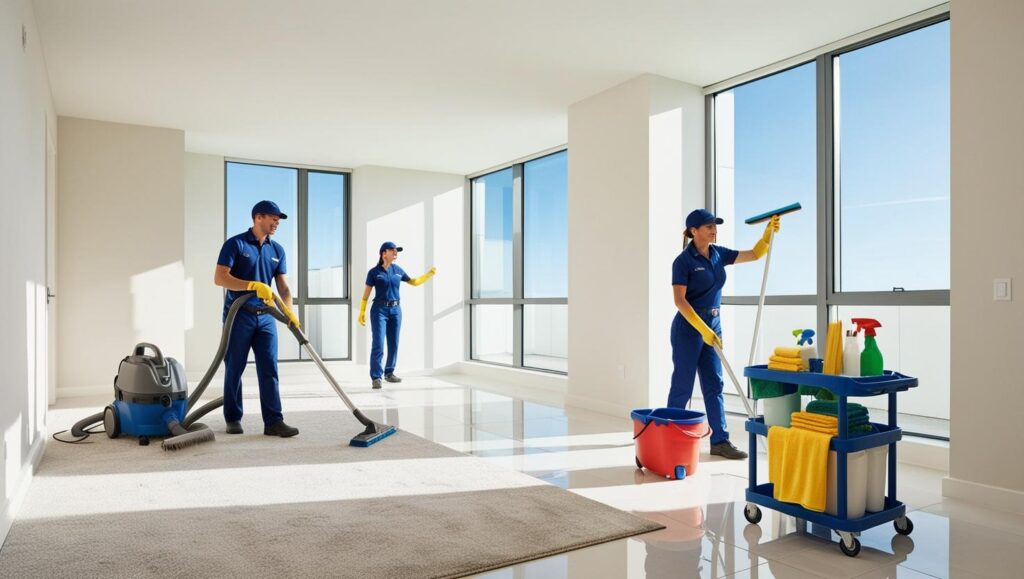 Haydi Temizlik ekibinin inşaat sonrası temizlik yaparken çekilen bir fotoğrafı.