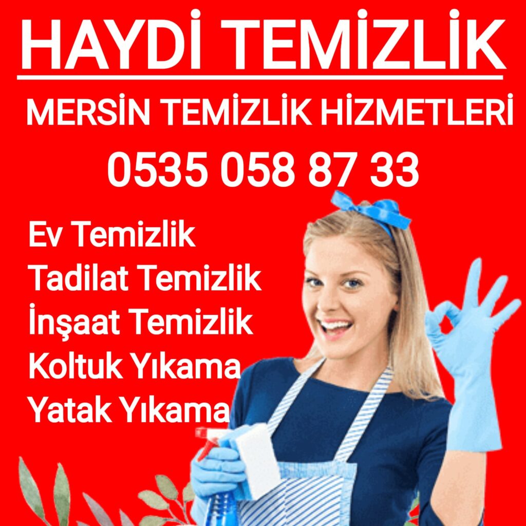 Mersin'de temizlik hizmetleri sunan bir şirketin logosu veya hizmetlerini tanıtan bir görsel.